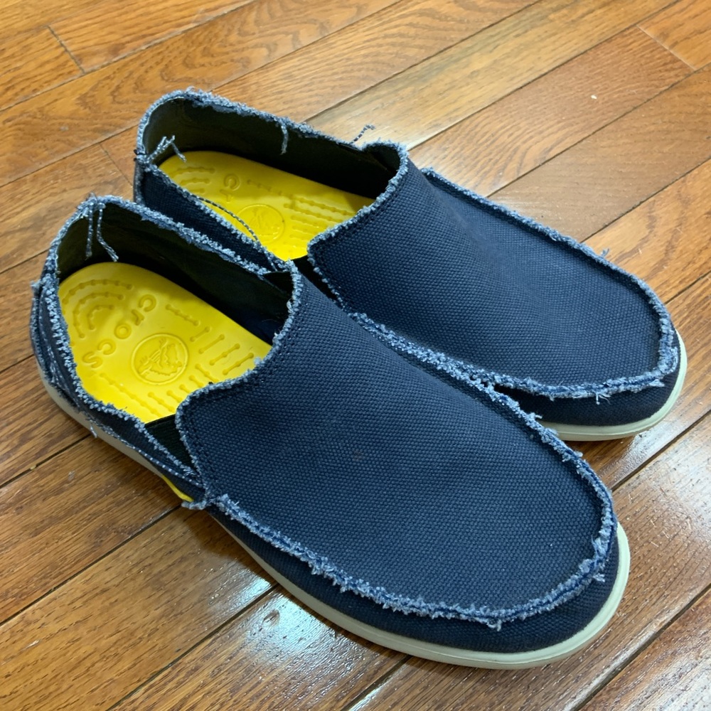 Crocs Santa Cruz Loafers Khaki Canvas Shoes Slippers Slip-On Men's Size 10